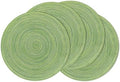 SHACOS Round Placemats Set of 4 Round Table Placemats Braided Cotton Place Mats 15 inch for Kitchen Dining Table Holiday Party (Mixed Color Pea Green, 4)