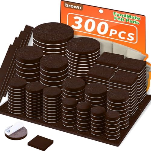 Felt Furniture Pads 300 Pieces, Furniture Pads for Hardwood Floors Brown