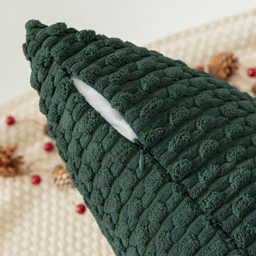 Kevin Textile Soft Corduroy 26x26 Inch Pillow Covers 2 Pack, Army Green