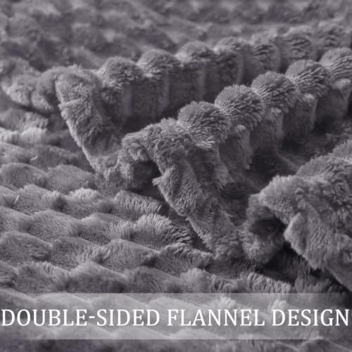 Exclusivo Mezcla Large 3D Fleece Throw Blanket for Couch, Dark Grey