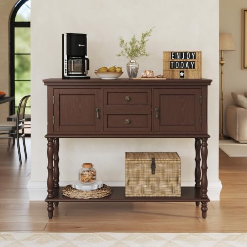 ARTPOWER Console Table with 2 Drawers, Retro Entryway Table with 2 Door