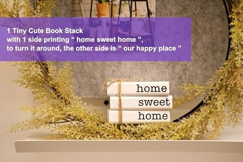 LIVDUCOT Farmhouse Mini White Decorative Books for Tiered Tray Decor - Wooden Book Stack Faux Books for Coffee Table Living Room Decoration - Small Shelf Decor Accent