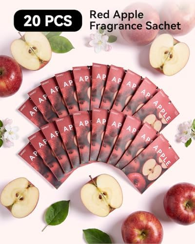 MYARO 20Pcs Red Apple Scented Sachets, Closet Deodorizer Car Air Freshener