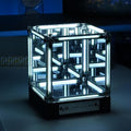 Infinity Mirror Cube Lamp with Display Case, Cool White 6000K | Tesseract Abyss Light, USB-C Rechargeable, Touch Dimmable LED Desk Decor for Gaming Room, Bedroom & Shelf