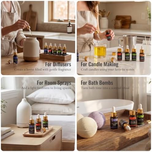 36 Pcs Fragrance Oil Set for Diffusers, Humidifiers, Skin Care, Massage, Premium Fragrance Oil, Gift for Friend, DIY Candle and Soap Making(36 * 5ML)