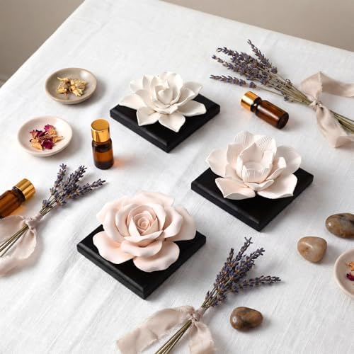 3 Pcs Passive Essential Oil Diffuser Stone Set, Black