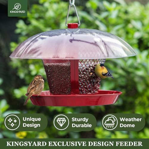 Kingsyard Rain-Resistant Metal Mesh Bird Feeder for Outdoor Hanging