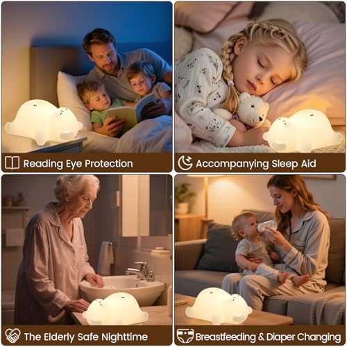 FAMIDUO Sleepy Snoring Bear Night Light,Novelty Nursery Nightlight for Kids