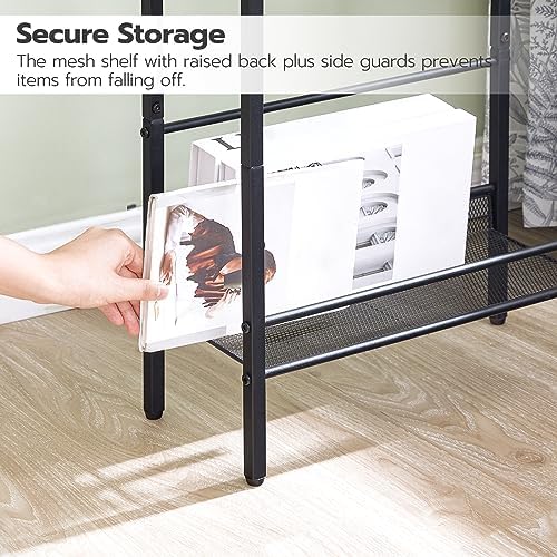 HOOBRO Small Narrow Side Table with Charging Station Set of 2, Skinny End Table for Small Spaces, Slim Nightstand with USB Ports Outlet, Sofa Beside Table with Storage Shelf BF102UBZP201
