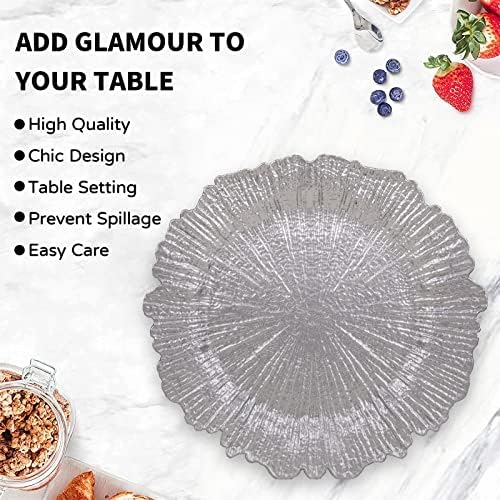 MAONAME Silver Charger Plates Set of 12, Reef Chargers for Dinner Plates