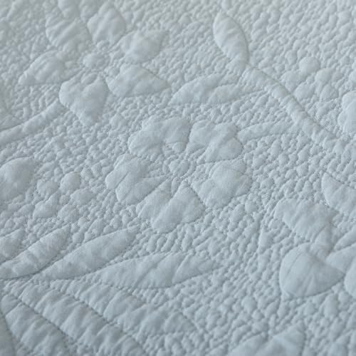 Brandream Dusty Blue Ruffled Quilted Throw Blanket Cotton 47 X 60 Blanket