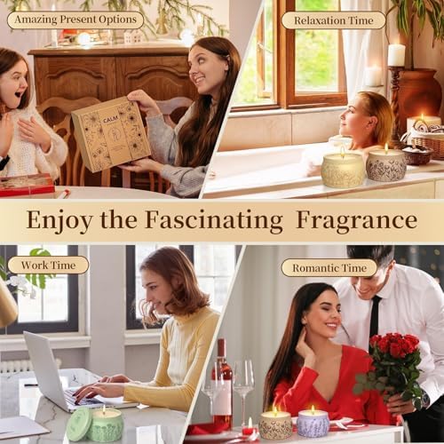 Scented Candles Gift Set for Women, 17.6oz, 4 Pack Soy Wax for Home Scented