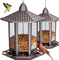 Birdream 2 Pack Bird Feeders for Outdoor, Retro Pagoda Design Fun Installation, Garden Gifts Hanging Bird Feeders for Garden Yard Outside Decoration Bird Watchers - Brown