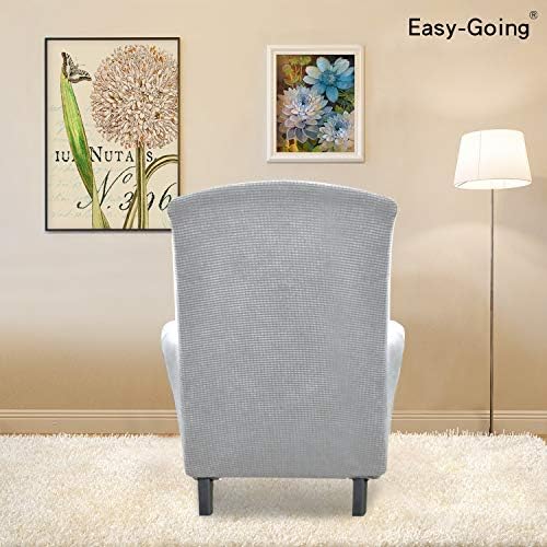 Easy-Going Stretch Wingback Chair Sofa Slipcover Silver Gray
