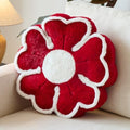 Flower Shaped Decorative Throw Pillow Cushion for Bed Couch, Cute Flower Plush Throw Pillows Home Decor Floor Pillow Seating Cushions (Burgundy, 13.7 Inches)