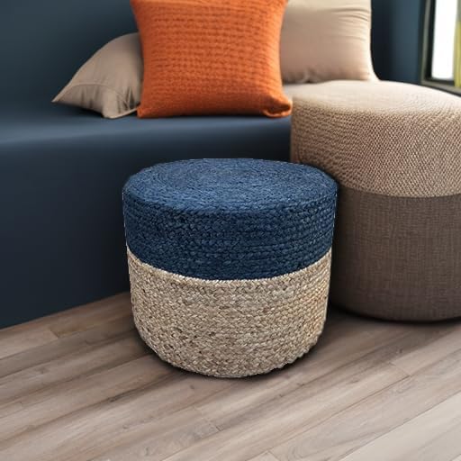 Pouf Ottoman 100% Jute Braided Pouffe (18"x18"x12")