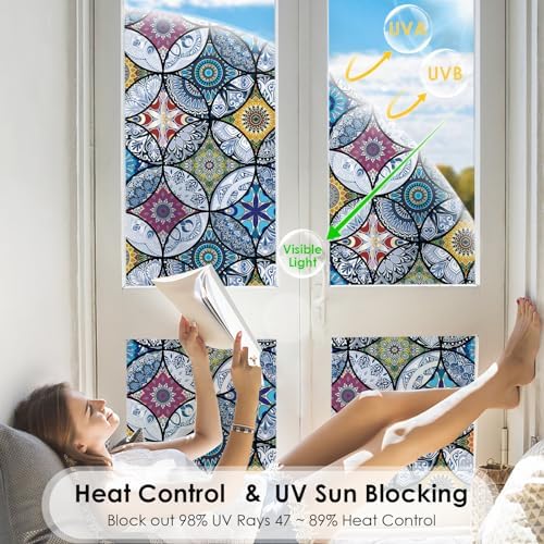 DKTIE Static Cling Decorative Window Film Easy to Install 17.7" x 118.1"