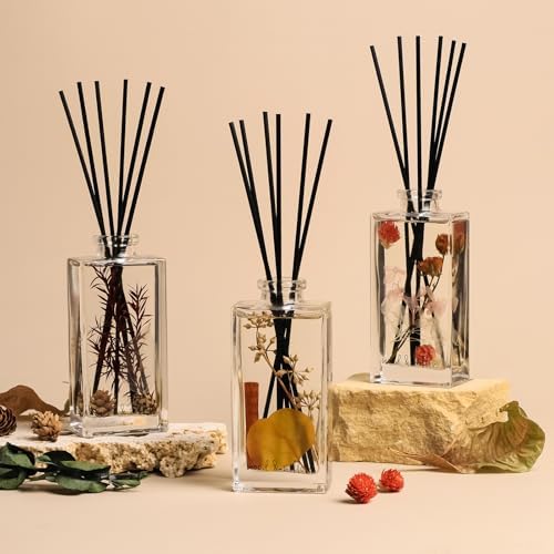 Wood & Willow Reed Diffuser Set with Dried Flowers (Bergamot & Amber)