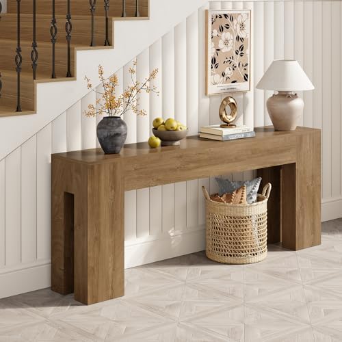 Epecoya Extra Long Sofa Console Table for Entryway 79-Inch, Natural Oak