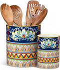 vancasso 7.3"+5.5" Utensil Holder, Porcelain Utensil Holder for Countertop