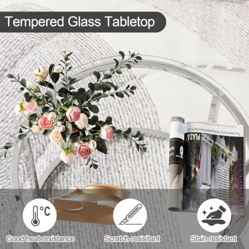 aboxoo Nesting Table Glass Coffee Table for Living Room,Silver Glass Table