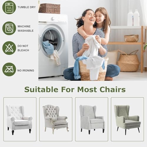 HAOYONG Wing Chair Slipcovers Printed Wingback Chair Covers 2 Pieces Wingback Armchair Slipcover Stretch Chair Slip Covers Washable Armchair Protector Cover for Living Room and Bedroom