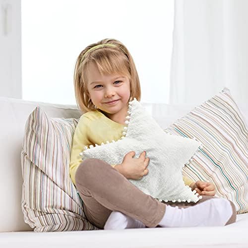 Jetec 2 Pieces Moon Shaped Pillow Star Pillow Creative Star Moon, White