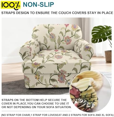 NILUOH 2-Piece T-Cushion Armchair Slipcover, Stretch Chair Cover with Separate Seat Cushion Cover, Soft Washable Furniture Protector for Living Room