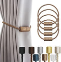 4 Pack Strong Magnetic Curtain Tiebacks Outdoor Elegant Decorative Tie Backs Modern Rope Tiebacks for Drapes Window Curtain Holdbacks for Draperies- Khaki