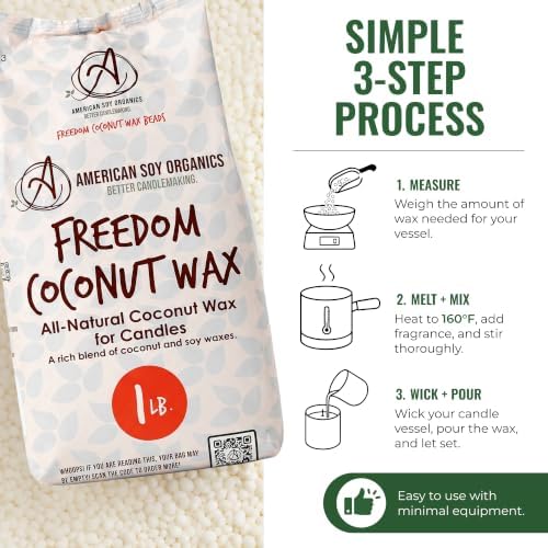 American Soy Organics Freedom Coconut Soy Wax Beads, Candle Wax, 1 lb