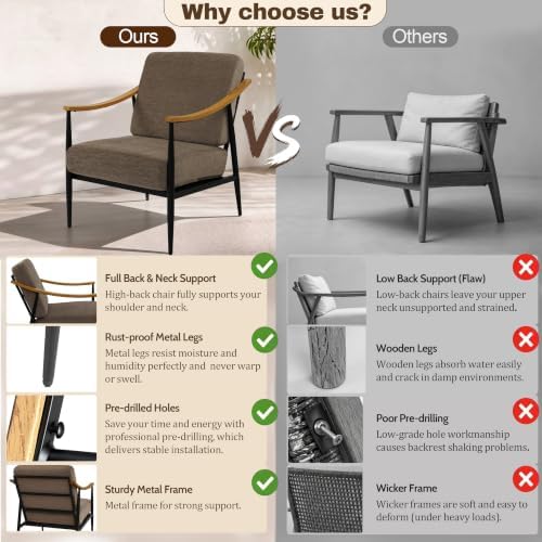 RNKSFX Modern Accent Chairs Set of 2 for Living Room Bedroom Mid Century Arm Chairs Upholstered Office Accent Chairs Comfy Waiting Room Chairs with Metal Frame, Brown