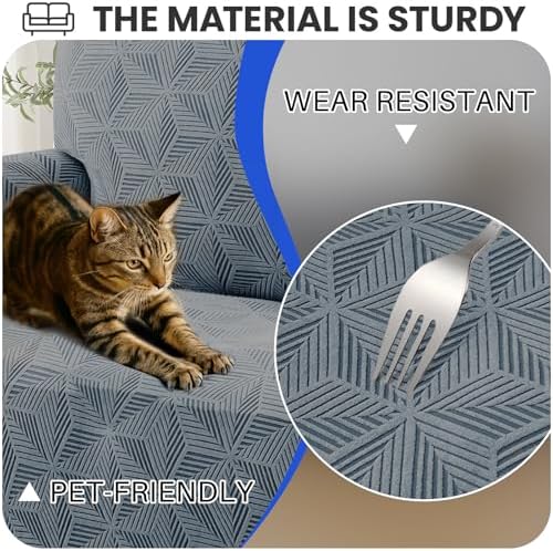 YEMYHOM 1 Piece Stretch Oversized Couch Covers for 4 Seat, Jacquard Extra Large Sofa Cover with Non-Slip Elastic Bottom, Thickened Slipcover Furniture Protector for Dogs Pets (X-Large, Dark Gray）