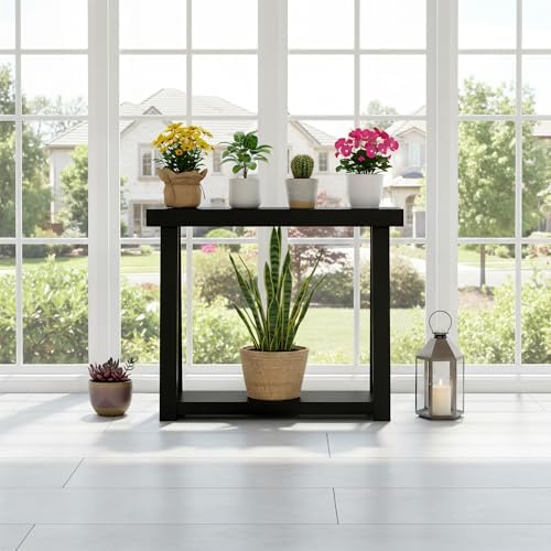 Plank+Beam Classic Console Table with Shelf - 36 inches, Black