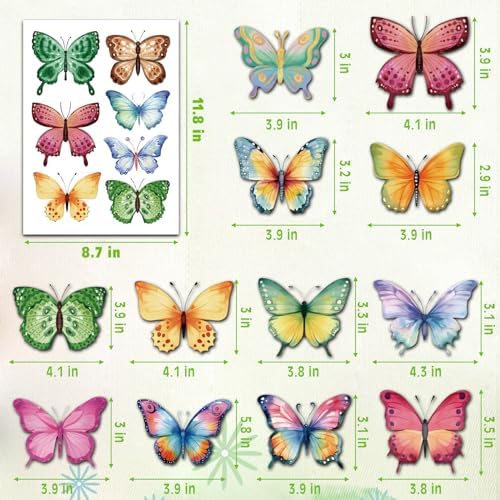 62 Large Butterfly Wall Decals - Peel and Stick Vinyl Wall Stickers for Room Decor, Safe for Walls, Repositionable