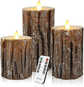 Vinkor Flameless Candles Battery Operated Candles Real Wax Pillar LED Candles with 10-Key Remote and Cycling 24 Hours Timer (Birch Effect 4" 5" 6")