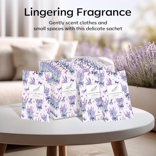 MYARO 20 Pack Lavender Scented Sachets, Closet Deodorizer Car Air Freshener