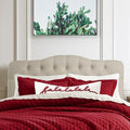 Rosevera Harriman Adjustable Height Headboard with Linen Upholstery and Button Tufting for Bedroom, King, Natural Beige