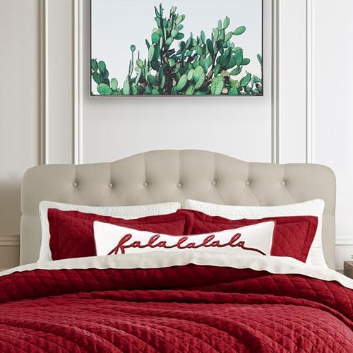 Rosevera Harriman Adjustable Height Headboard with Linen Upholstery and Button Tufting for Bedroom, King, Natural Beige