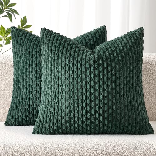 MIULEE Christmas Decorative Throw Pillow Covers 18x18 Dark Green Textured