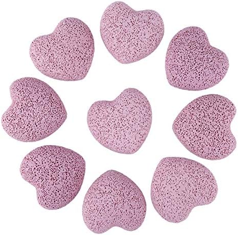 rockcloud 10 PCS 0.9" Pink Lava Rock Stone Heart Shape Pocket Stones