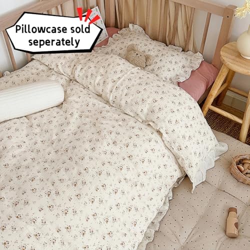 Girls Toddler Bedding Duvet Cover with Ruffles, Crapemyrtle, 47"x59"