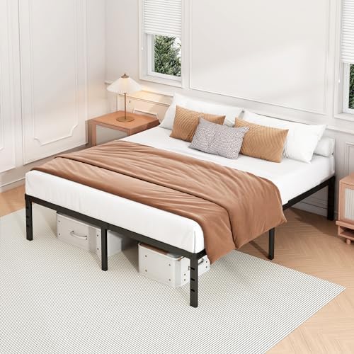 Hafenpo 16 Inch Full Bed Frame, Under Bed Storage, Black