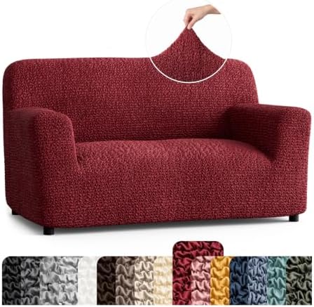 PAULATO Premium Stretch Couch Covers for Sofa - Sofa Chair Cover Washable, Dogs & Pets Friendly - Elastic Polyester Loveseat Slipcovers - Non-Slip Love Seat Couch Covers - Burgundy (40"-63" Wide)