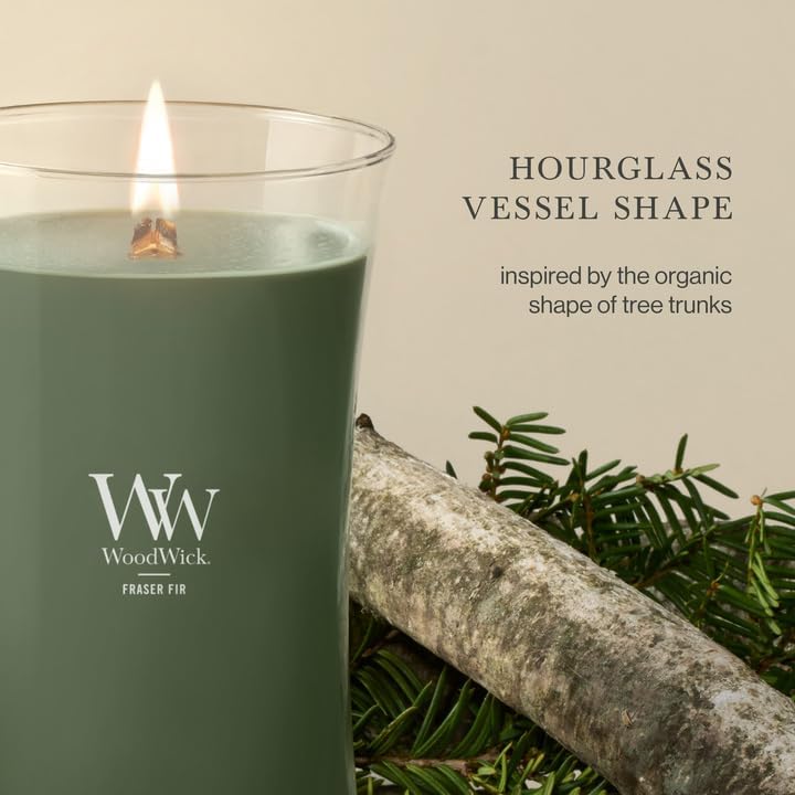 WoodWick Fraser Fir Scented Candle, Crackling Wick, 21.5oz