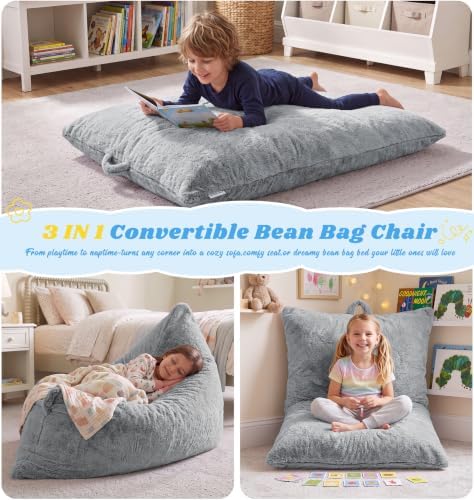 Hobestluk 3 in 1 Small Bean Bag Chair Comfortable Chair Floor Cushions