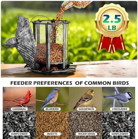 Birdream 2 Pack Bird Feeders for Outdoor, Retro Pagoda Design Fun Installation Bird Feeder, Attracting Wild Birds Chickadees Goldfinches Cardinals Finches and Sparrows - Retro Silver