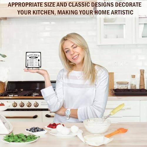 DETIHO Farmhouse Kitchen Decor, Rustic Kitchen Rules Sign Counter Decor