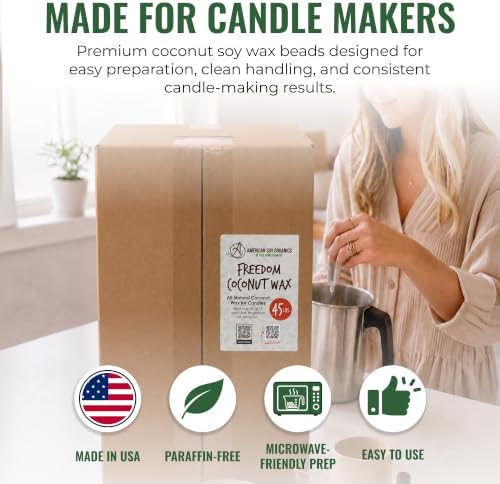 American Soy Organics Freedom Coconut Soy Wax Beads, Candle Wax, 45 lbs