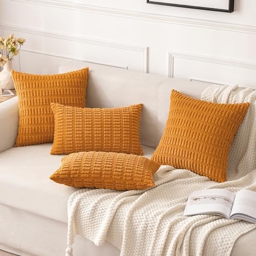 MIULEE Fall Decorative Throw Pillow Covers 16x16 Burnt Orange Pack of 2