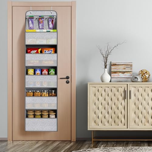Univivi Over Door Hanging Organizer for Baby Nursery, Grey Pattern, 6-Shelf